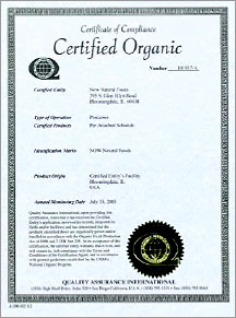 Certyfikat naturalne i organiczne
